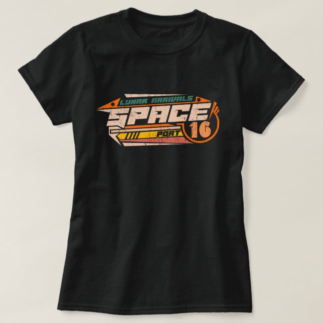 Space design Lunar space port emblem futuristic T-Shirt (Design Front)