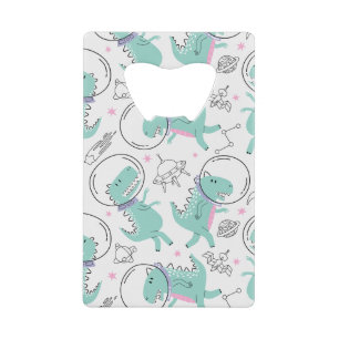 Space Dinosaurs, Cute Dinosaurs, Space Ship, Stars Credit Card Bottle Opener