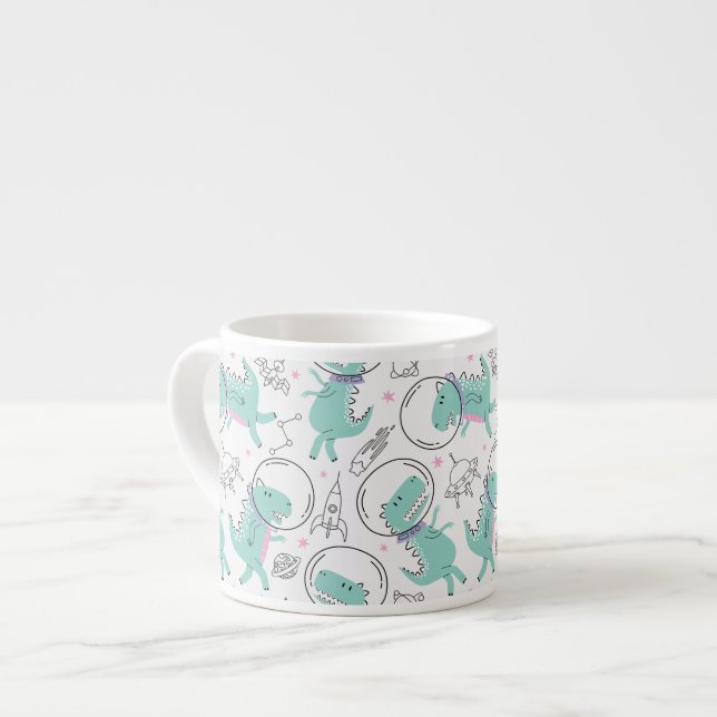 Space Dinosaurs, Cute Dinosaurs, Space Ship, Stars Espresso Cup (Front Left)