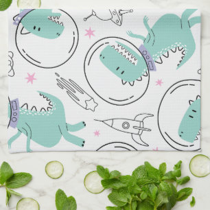 Space Dinosaurs, Cute Dinosaurs, Space Ship, Stars Kitchen Towel