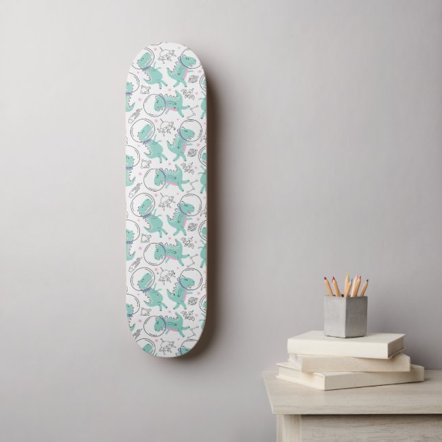 Space Dinosaurs, Cute Dinosaurs, Space Ship, Stars Skateboard (Wall Art)