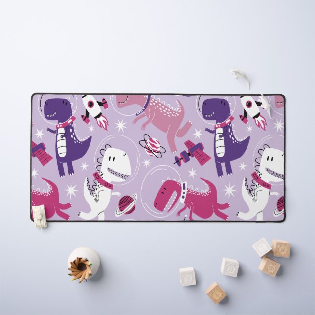 Space Dinosaurs, Cute Dinosaurs, Stars, Space Ship Desk Mat (Kids Table)