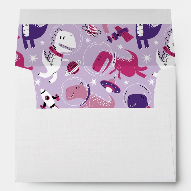 Space Dinosaurs, Cute Dinosaurs, Stars, Space Ship Envelope (Back (Bottom))