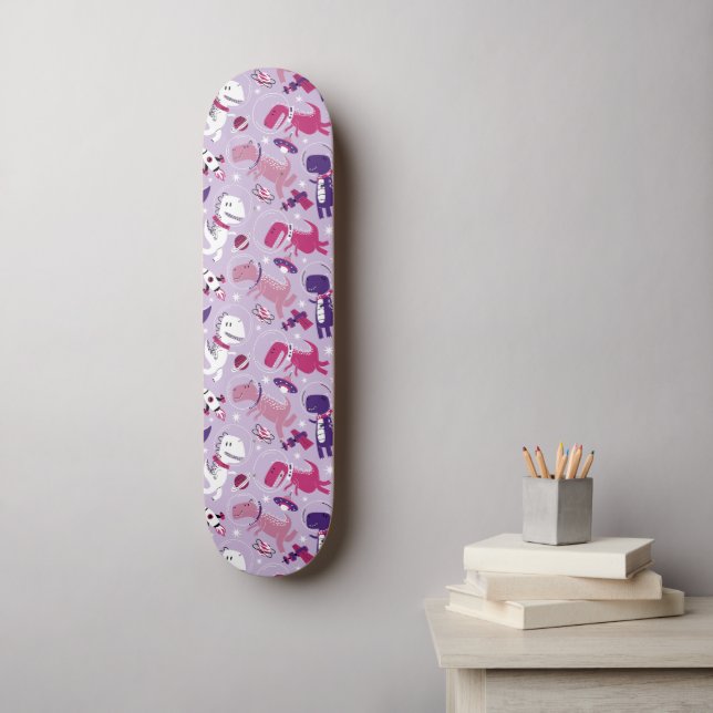 Space Dinosaurs, Cute Dinosaurs, Stars, Space Ship Skateboard (Wall Art)