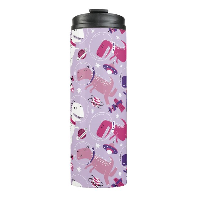 Space Dinosaurs, Cute Dinosaurs, Stars, Space Ship Thermal Tumbler (Front)