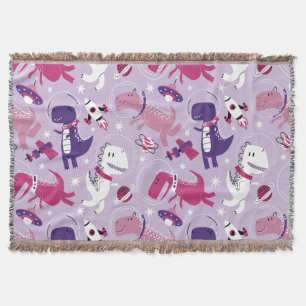 Space Dinosaurs, Cute Dinosaurs, Stars, Space Ship Throw Blanket