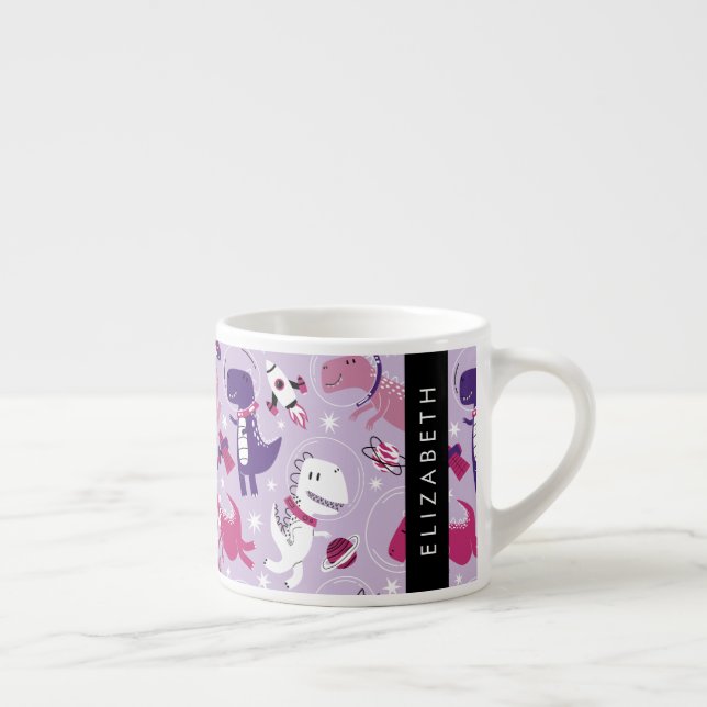 Space Dinosaurs, Cute Dinosaurs, Stars, Your Name Espresso Cup (Right)