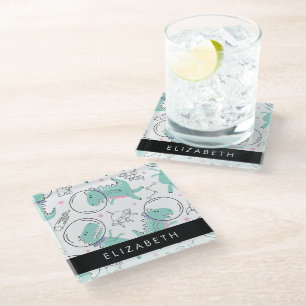 Space Dinosaurs, Cute Dinosaurs, Stars, Your Name Glass Coaster