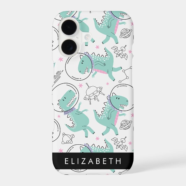Space Dinosaurs, Cute Dinosaurs, Stars, Your Name iPhone Case (Back)