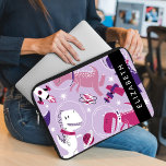 Space Dinosaurs, Cute Dinosaurs, Stars, Your Name Laptop Sleeve<br><div class="desc">Cute,  fun and adorable pattern with space dinosaurs. Modern and trendy gift,  perfect for the dinosaur lover in your life. Personalize by adding your name,  nickname,  monogram or initials.</div>
