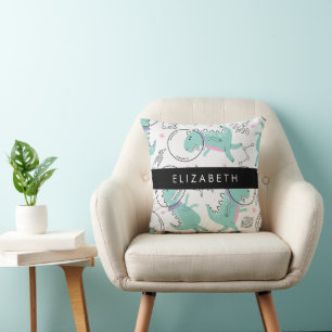 Space Dinosaurs, Cute Dinosaurs, Stars, Your Name Throw Pillow