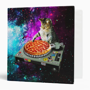 Space dj cat pizza binder