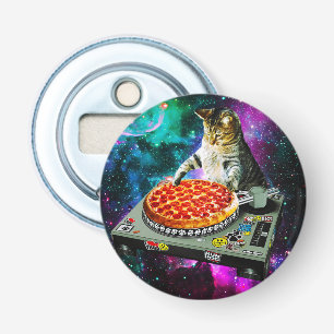 Space dj cat pizza bottle opener