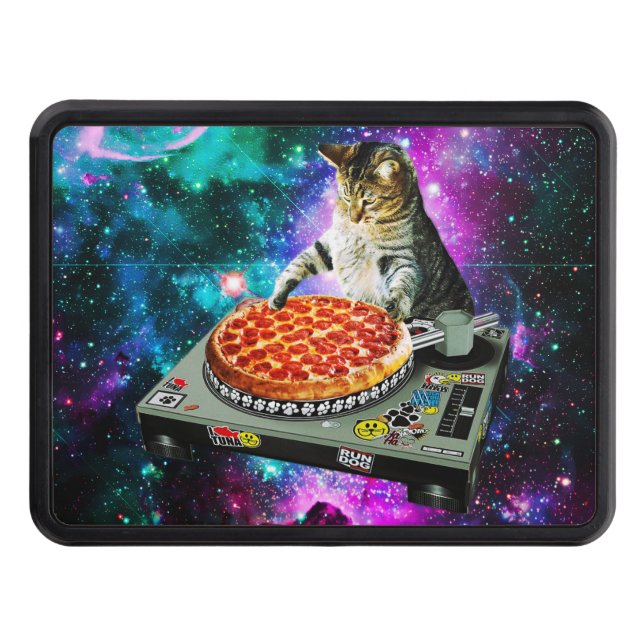 Space dj cat pizza trailer hitch cover (Front)
