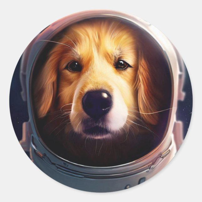 Space Dog Classic Round Sticker (Front)