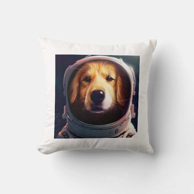 Space dog throw pillow (Front)