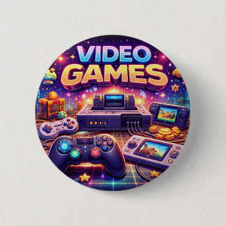 SPACE DOGS RADIO -  VIDEO GAMES LOGO26 2 INCH ROUND BUTTON