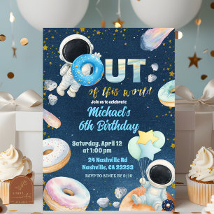 Space donuts Boy Birthday Invitation