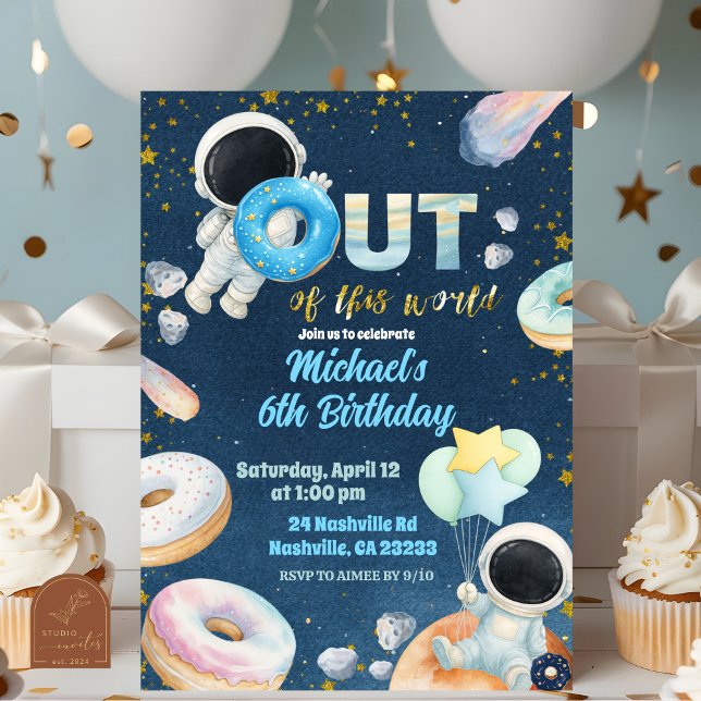 Space donuts Boy Birthday Invitation (Créateur téléchargé)
