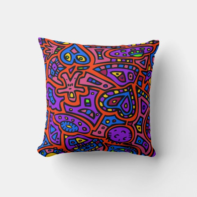 Space Doodle #3 Throw Pillow (Front)