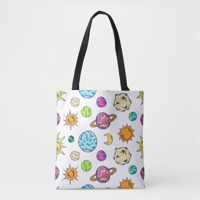 Space Doodles Cosmic Background Tote Bag (Front)