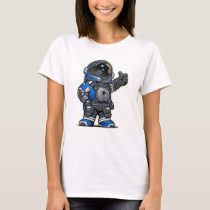 Space Engineers Cartoon Female Tshirt - Blue