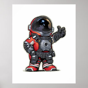 Space Engineers Cartoon Poster - Red