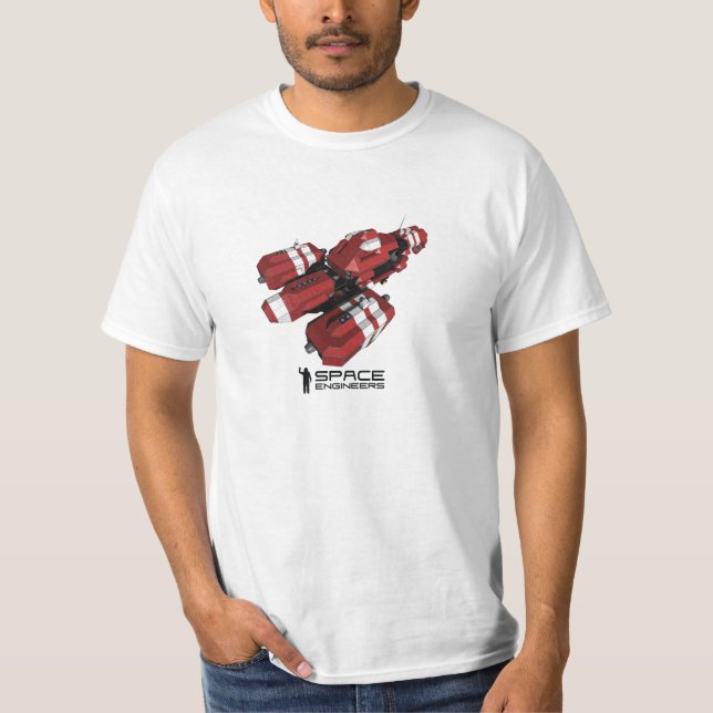 Space Engineers men's t-shirt - red ship (Front)