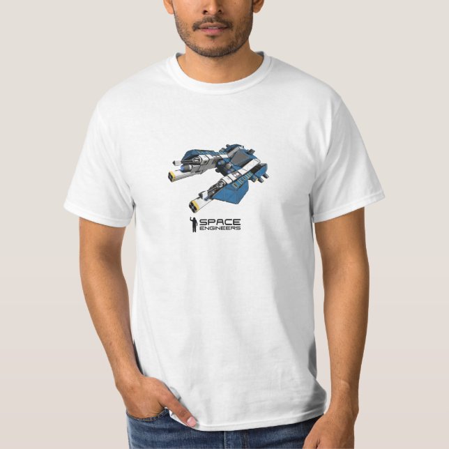 Space Engineers t-shirt - blue small ship (Front)