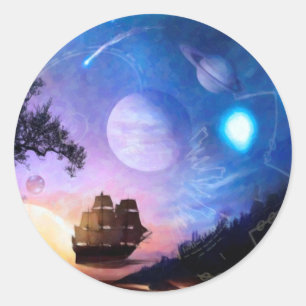 Space Exploration Artwork Voyager Spacecraft Classic Round Sticker