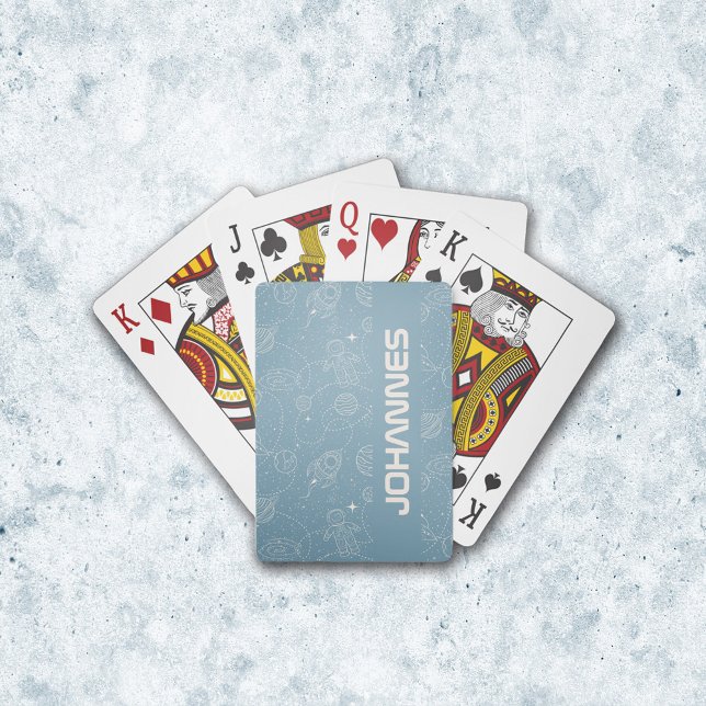 Space Exploration Galaxy Universe Star Personalize Playing Cards (Playing Cards - Explore the Universe Soft Blue)