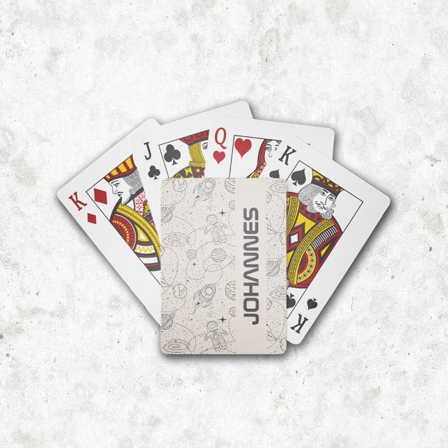 Space Exploration Galaxy Universe Star Personalize Playing Cards (Playing Cards - Explore the Universe Beige)