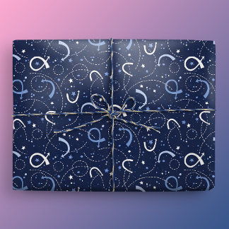 Space Exploration Papercut Collage Dark Blue Wrapping Paper