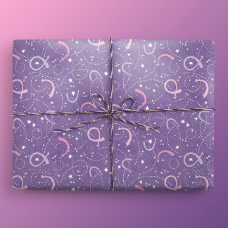 Space Exploration Papercut Collage Purple Wrapping Paper