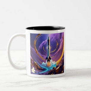 "Space Exploration Rise" Two-Tone Coffee Mug