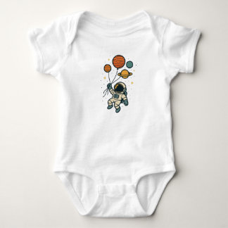 Space Explorer – Astronaut with Planet Balloons Baby Bodysuit