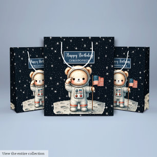 Space Explorer Bear Gift Bag for Boy Birthday