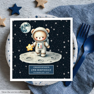 Space Explorer Bear Napkins for Boy Birthday