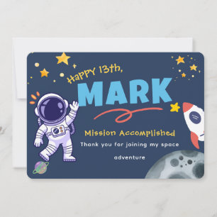 Space Explorer Birthday Thank You Card