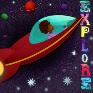 Space explorer card for birthdays, congratulations