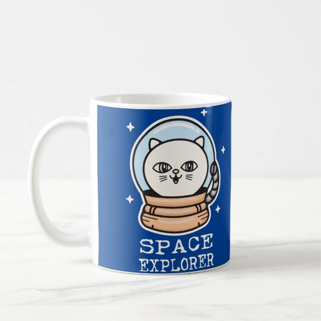 Space Explorer Cat Coffee Mug (Left)