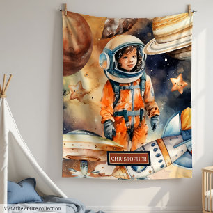 Space Explorer Custom Name Blanket for Little Boy