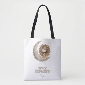 Space Explorer Fairy Moon Personalized Custom Name Tote Bag