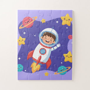 Space Explorer Kids Puzzle   Cute Astronaut & Plan