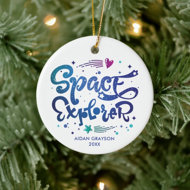 Space Explorer Personalized Outer Space Galaxy Ceramic Ornament (Tree)