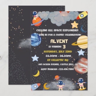 Space Explorers Birthday Invitation for Kids