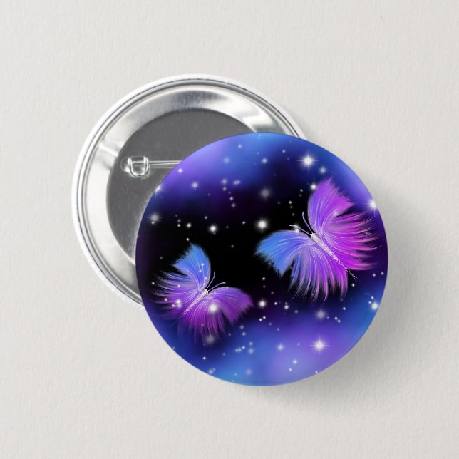 Space Fantasy Butterflies Cosmic 2 Inch Round Button (Front & Back)