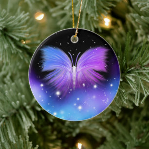 Space Fantasy Butterfly Cosmic Ceramic Ornament