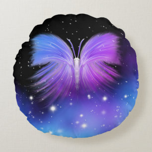 Space Fantasy Butterfly Cosmic Round Pillow