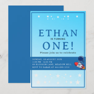 Space First Birthday Invitation – Astronaut Party